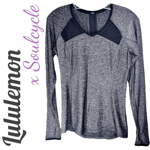 LULULEMON x SOULCYCLE Pace Pusher Long Sleeve SOUL Graphic Stretchy Top Black, 6 - Picture 2 of 8